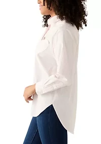 Long Sleeve Tunic Button Up Shirt