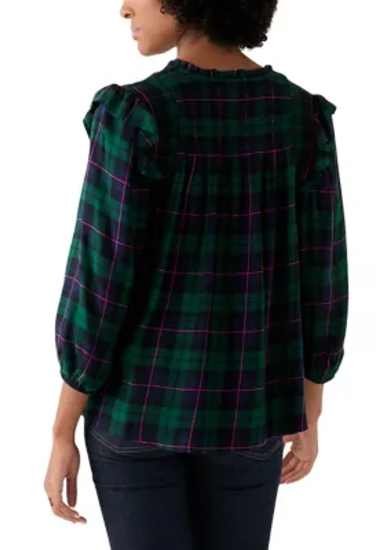 Women's Smoked Split Neck Top