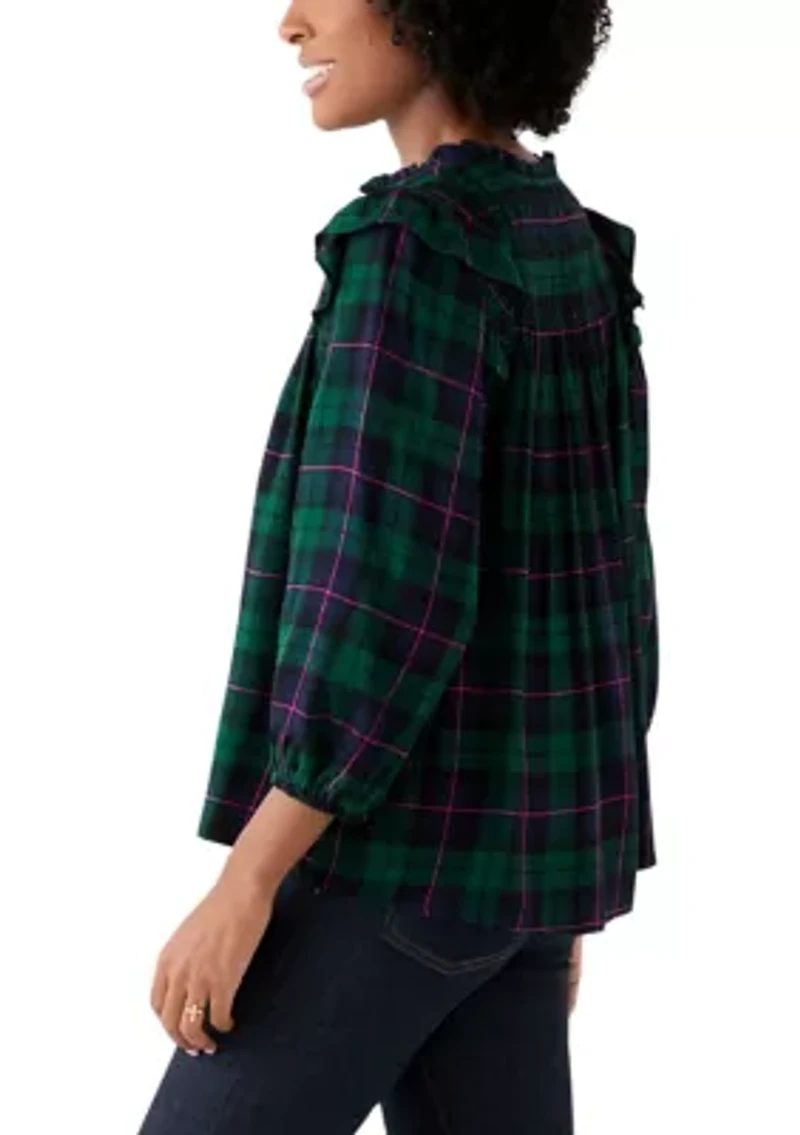 Women's Smoked Split Neck Top