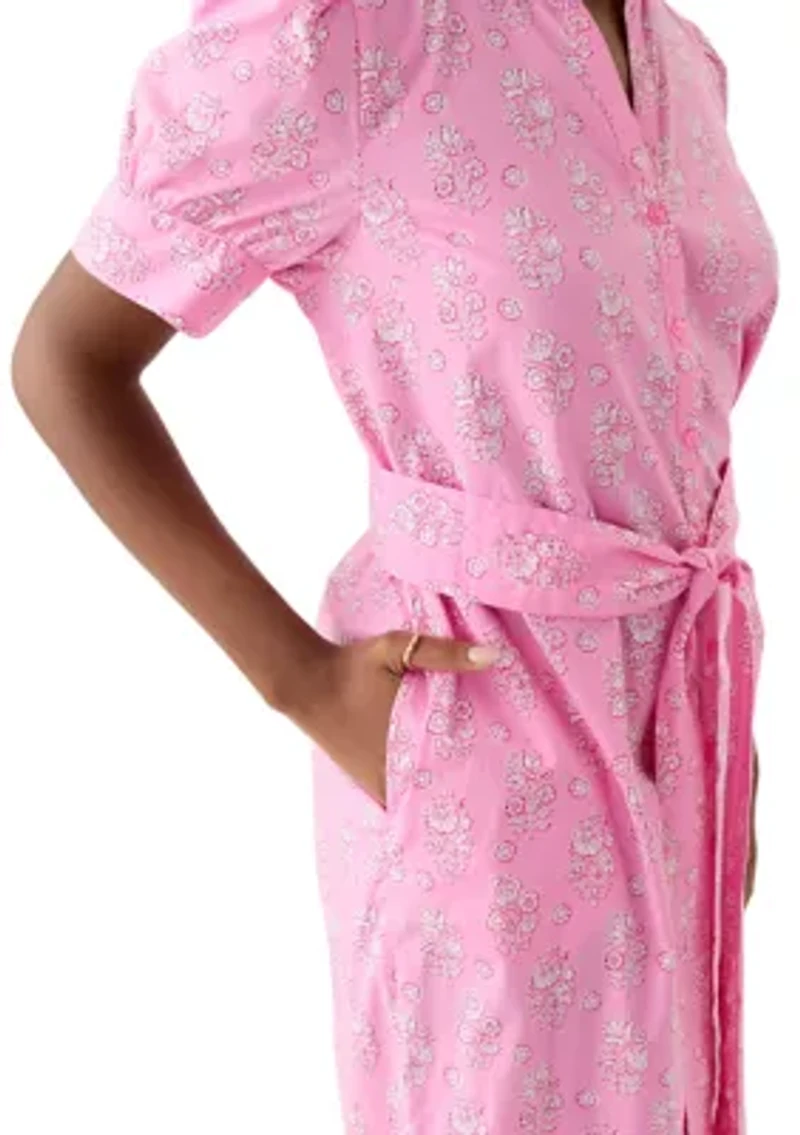 Women's Short Sleeve Button Up Shirt Dress