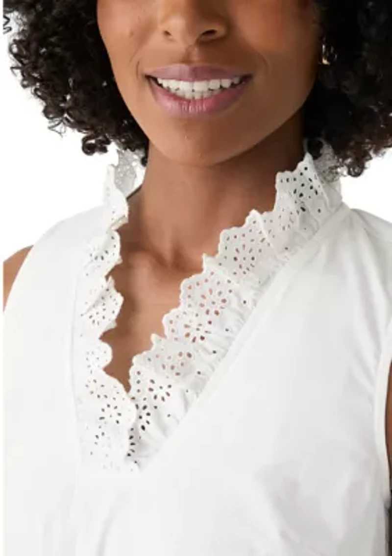 Women's Eyelet Scalloped Neck Dress