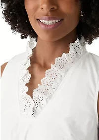 Women's Eyelet Scalloped Neck Dress