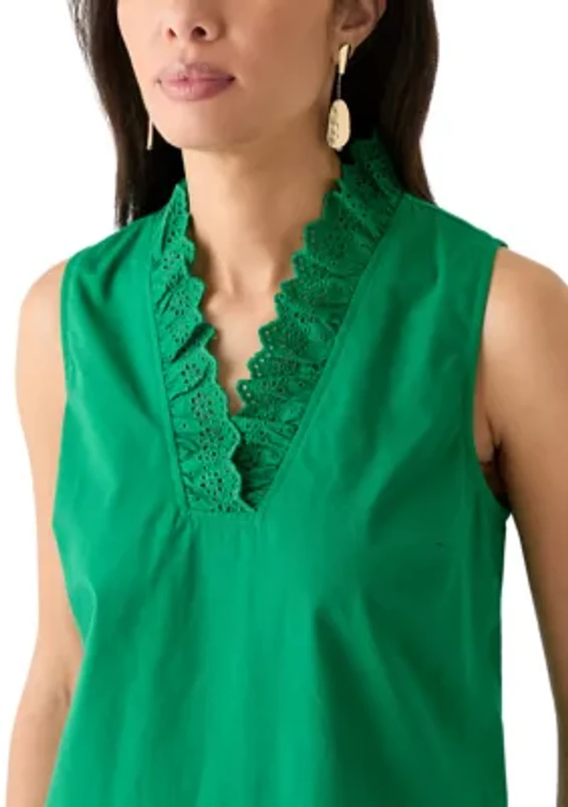 Women's Eyelet Scalloped Neck Dress