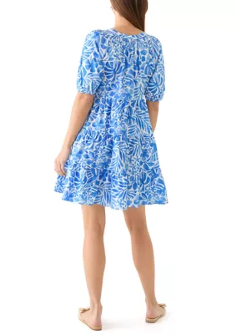 Women's Puff Sleeve Floral Peasant Dress