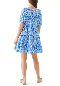 Women's Puff Sleeve Floral Peasant Dress