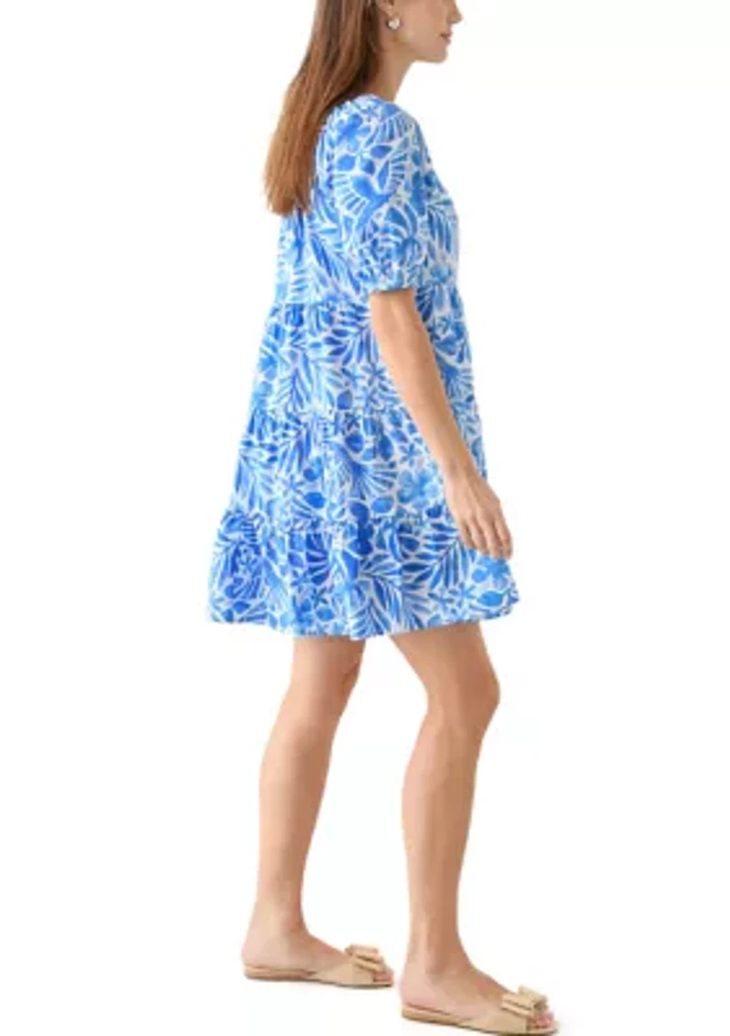 Women's Puff Sleeve Floral Peasant Dress