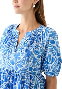 Women's Puff Sleeve Floral Peasant Dress