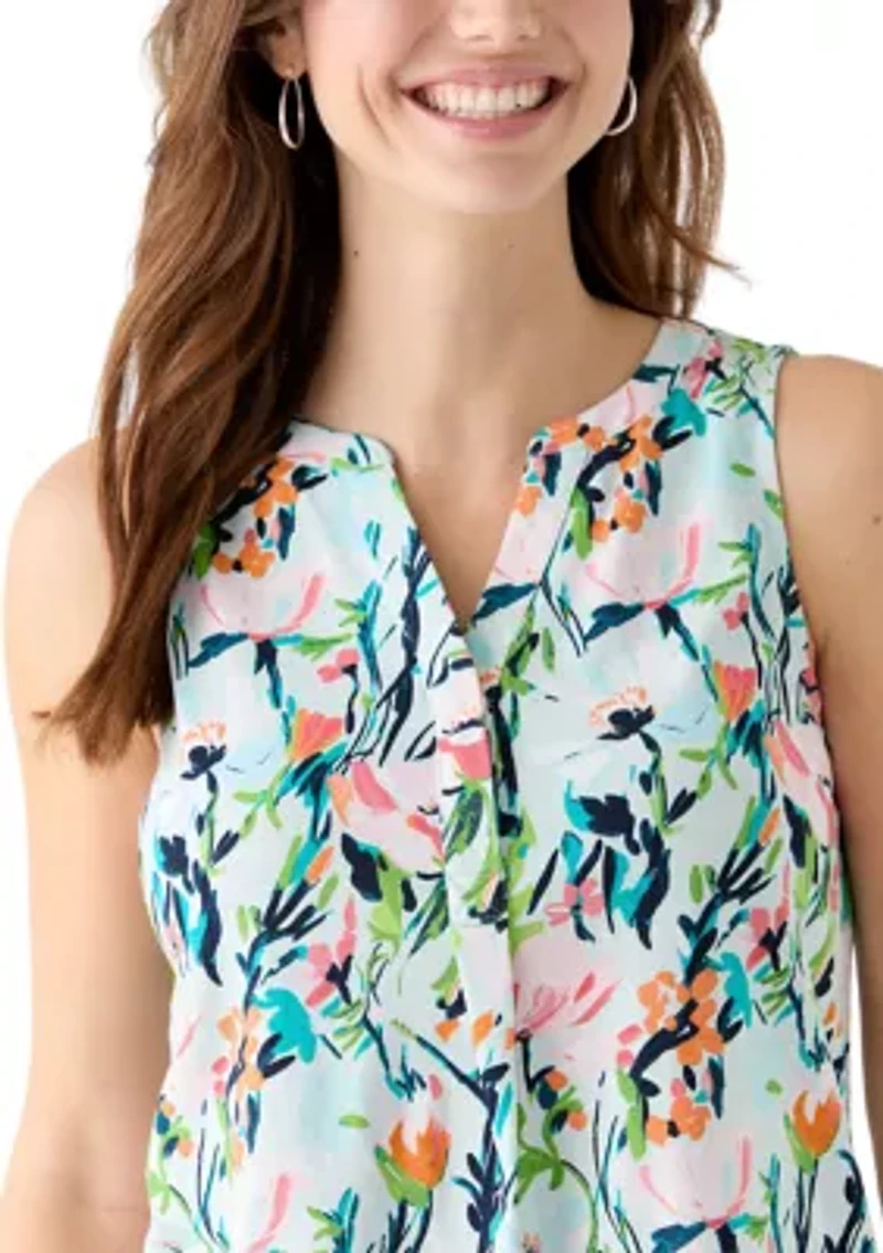 Women's Printed Peasant Knit Top