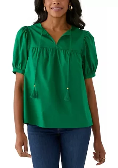 Women's Tassel Peasant Top
