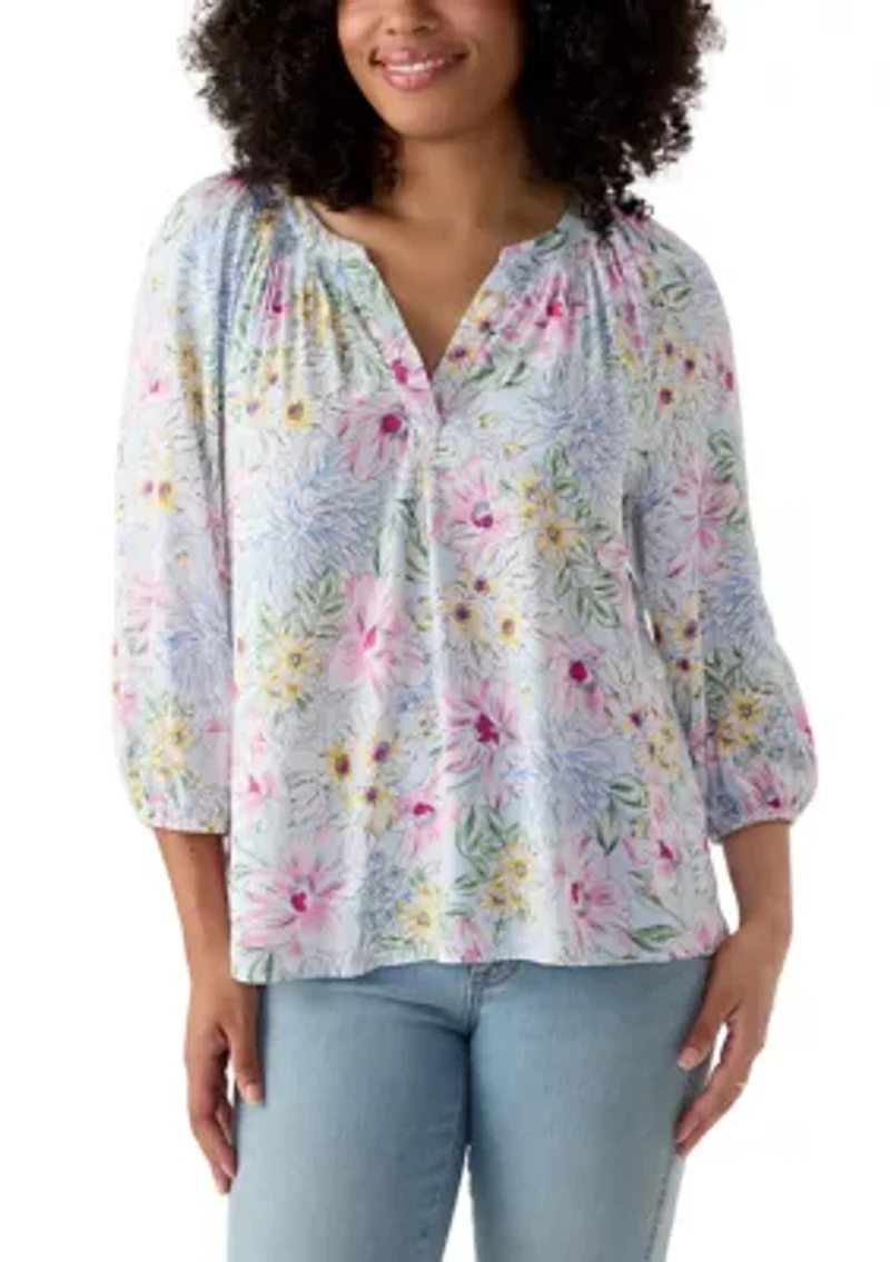 Women's Printed Peasant Top