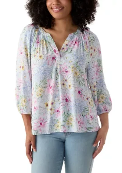 Women's Printed Peasant Top