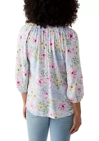 Women's Printed Peasant Top