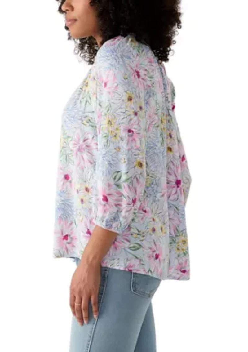 Women's Printed Peasant Top
