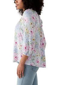 Women's Printed Peasant Top