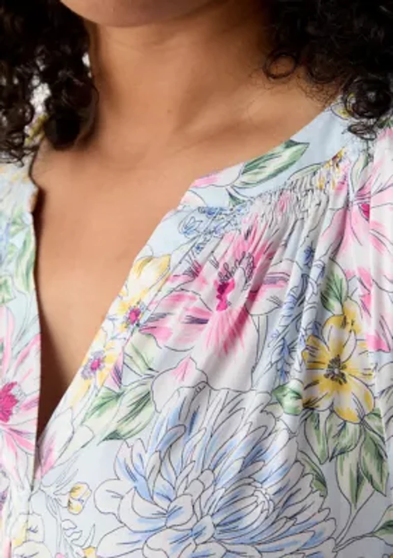 Women's Printed Peasant Top