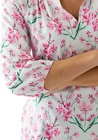 Women's Printed Trim Peasant Top