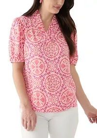 Women's Ruffle Printed Top