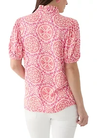 Women's Ruffle Printed Top