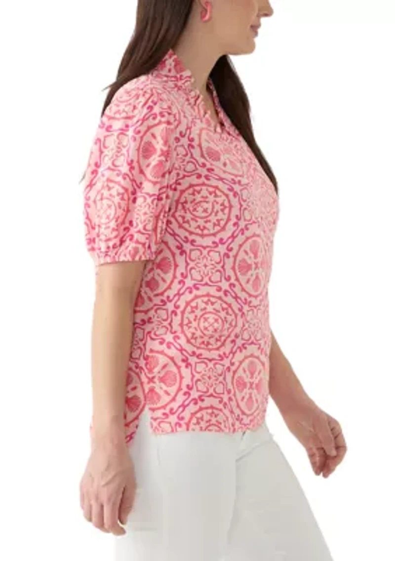 Women's Ruffle Printed Top