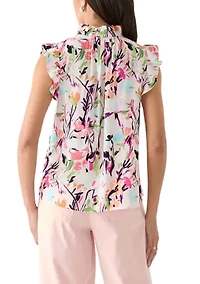 Women's Printed Ruffle Sleeve Top