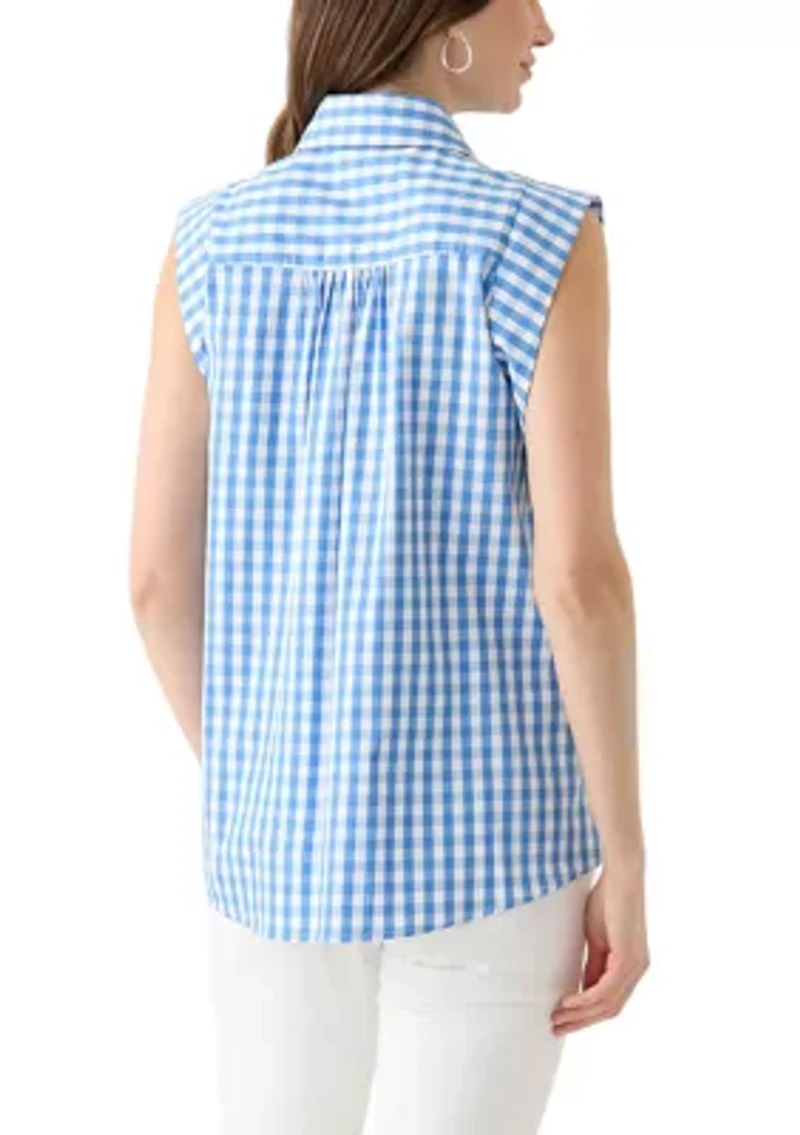 Women's Sleeveless Striped Button Down Shirt