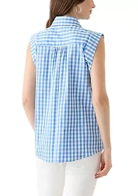Women's Sleeveless Striped Button Down Shirt