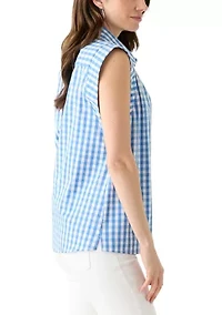 Women's Sleeveless Striped Button Down Shirt