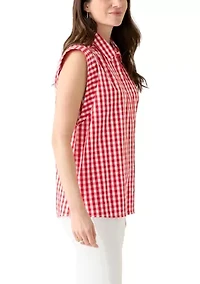 Women's Sleeveless Striped Button Down Shirt