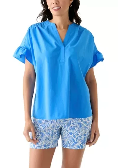 Women's Solid Bell Sleeve Top