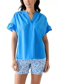 Women's Solid Bell Sleeve Top