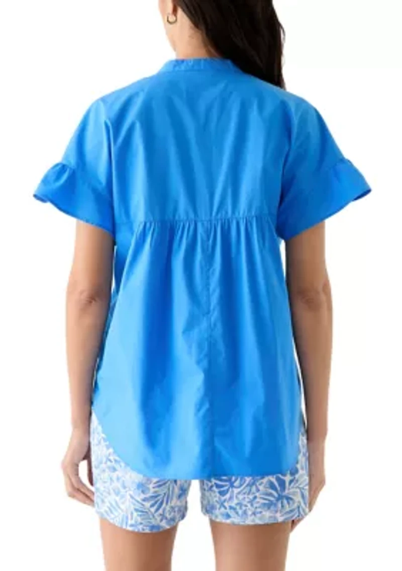 Women's Solid Bell Sleeve Top