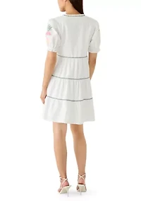 Women's Short Sleeve Embroidered Mini Dress