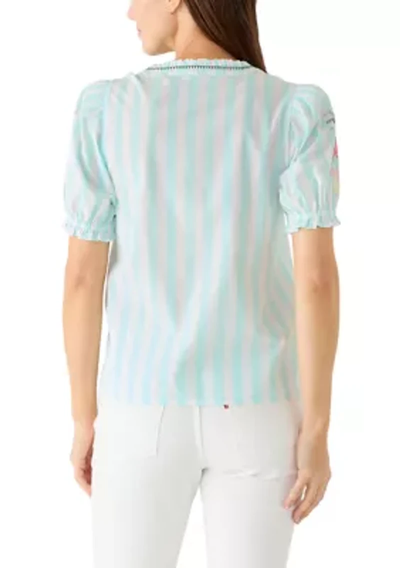 Women's Puff Sleeve Peasant Top