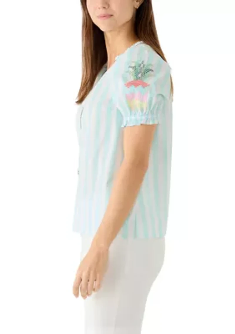 Women's Puff Sleeve Peasant Top