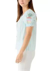 Women's Puff Sleeve Peasant Top