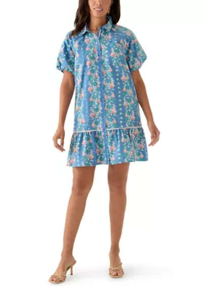 Women's Short Sleeve Flounce Shirtdress