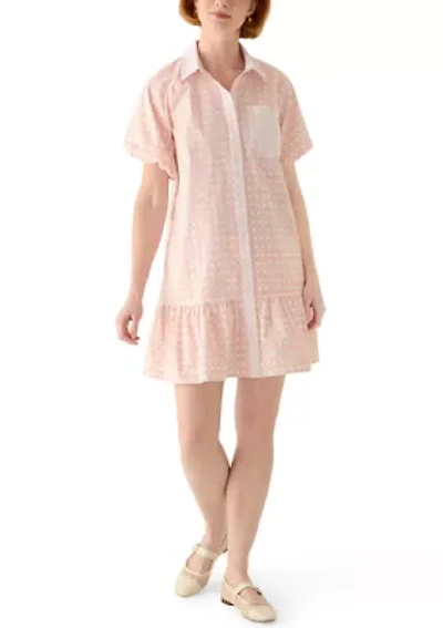 Women's Short Sleeve Flounce Shirtdress