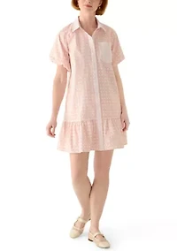 Women's Short Sleeve Flounce Shirtdress