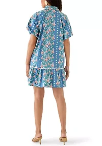 Women's Short Sleeve Flounce Shirtdress