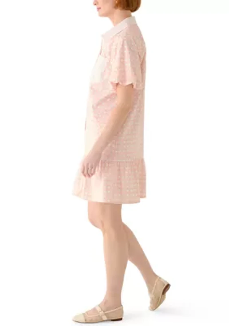 Women's Short Sleeve Flounce Shirtdress