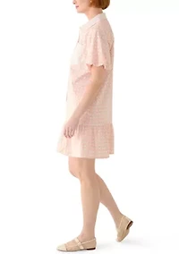 Women's Short Sleeve Flounce Shirtdress