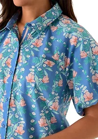 Women's Short Sleeve Flounce Shirtdress