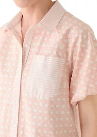 Women's Short Sleeve Flounce Shirtdress