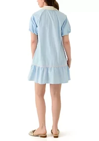 Women's Short Sleeve Flounce Shirtdress