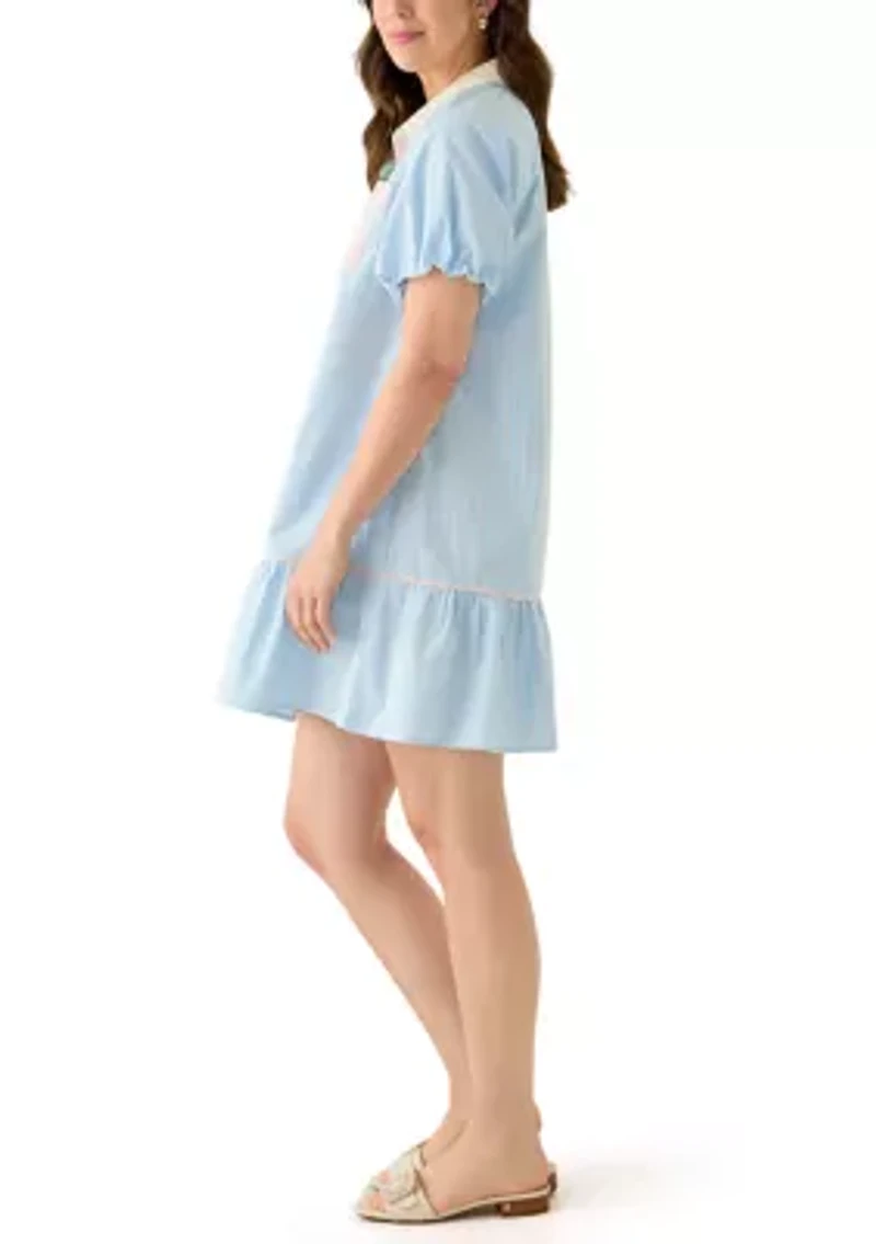 Women's Short Sleeve Flounce Shirtdress