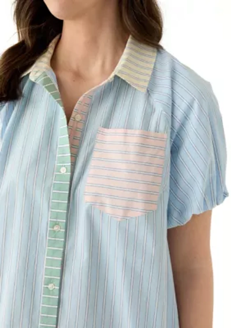 Women's Short Sleeve Flounce Shirtdress