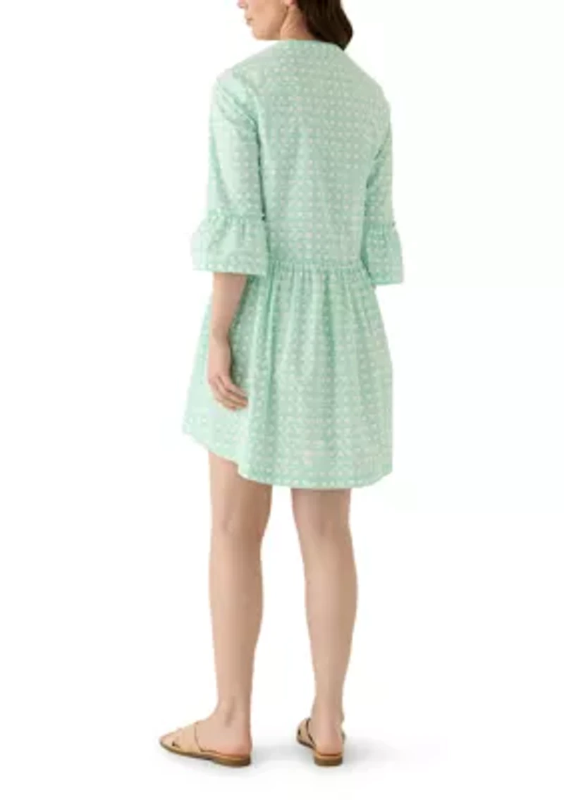 Women's Three-Quarter Sleeve Flounce Tiered Dress