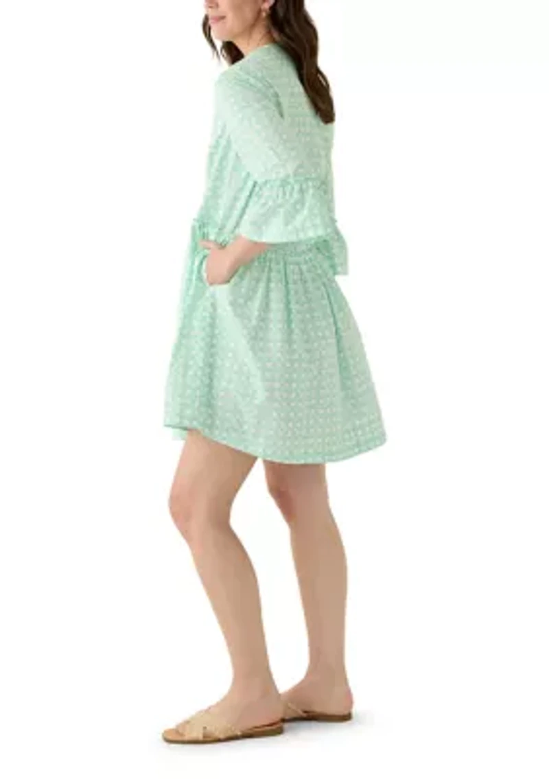 Women's Three-Quarter Sleeve Flounce Tiered Dress