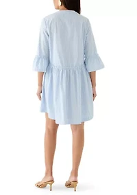 Women's 3/4 Sleeve Flounce Tiered Shift Dress