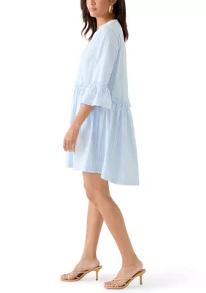 Women's 3/4 Sleeve Flounce Tiered Shift Dress